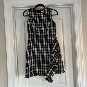 1901 Nordstrom tweed Black and White Plaid Dress ruffle dress wool